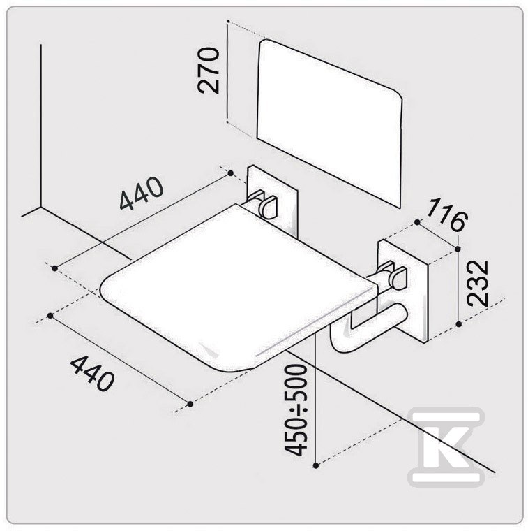 Shower seat, lifted, white ERGOPLUS - RK N